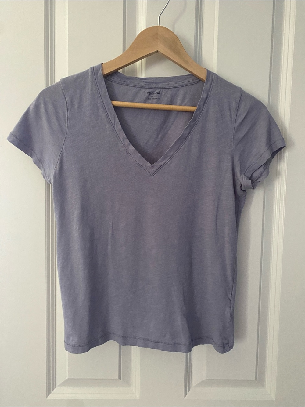 Madewell Pale Periwinkle V-Neck Whisper Tee, Womens XS